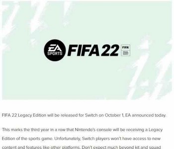 FIFA22switch版买划来吗 购买价格是多少