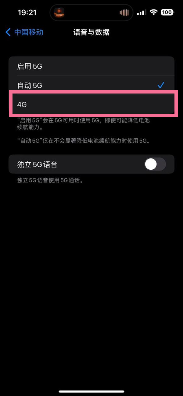 ios16如何切换4G网络