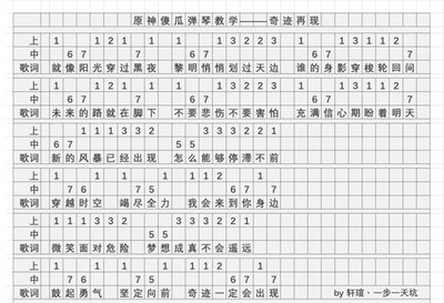 《原神》奇迹再现琴谱简谱分享