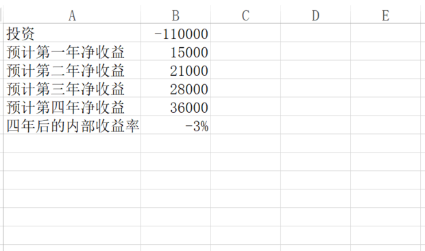 excel中irr函数怎么用?excel中irr函数的使用方法截图