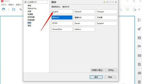 xmind怎么设置成英语？xmind设置成英语的方法截图