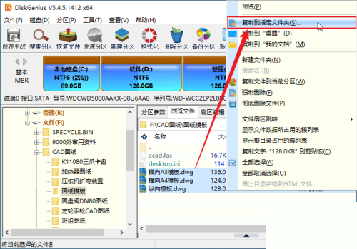 diskgenius怎么将分区中的文件复制到指定目录?diskgenius将分区中的文件复制到指定目录方法截图