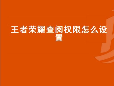 王者荣耀查阅权限怎么设置（王者荣耀查阅权限怎么设置关闭）