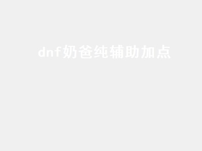 dnf奶爸纯辅助加点 dnf奶爸辅助加点2021最新