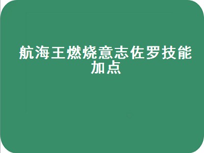 航海王燃烧意志佐罗技能加点（航海王燃烧意志佐罗技能加点图）