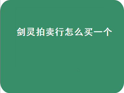 剑灵拍卖行怎么买一个（剑灵拍卖行怎么买一个物品）