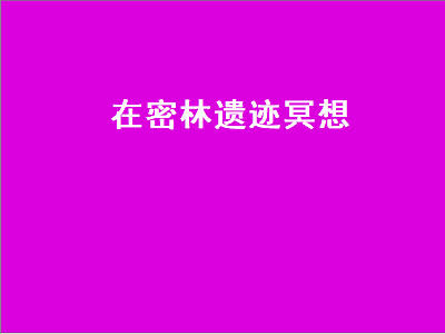 在密林遗迹冥想（在密林遗迹冥想怎么做）