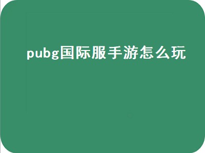 pubg国际服手游怎么玩（pubg国际服手游怎么玩致命感染）