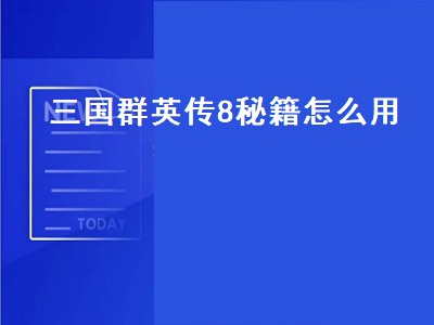 三国群英传8秘籍怎么用（三国群英传8秘籍怎么用不了）