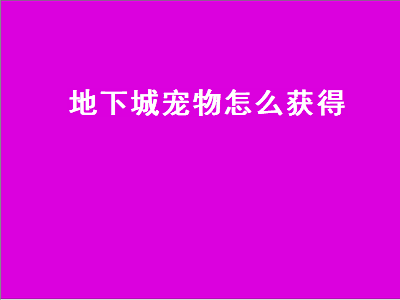 地下城宠物怎么获得（我的世界地下城宠物怎么获得）