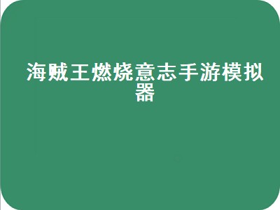 海贼王燃烧意志手游模拟器（海贼王燃烧意志手游模拟器怎么玩）