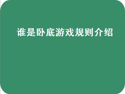 谁是卧底游戏规则介绍（谁是卧底怎么玩规则）