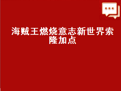 海贼王燃烧意志新世界索隆 海贼王燃烧意志新世界索隆加点