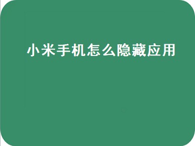 小米手机怎么隐藏应用（小米手机怎么隐藏应用图标）