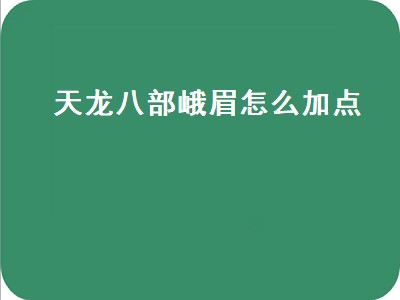 天龙八部峨眉怎么加点（天龙八部峨眉怎么加点属性）